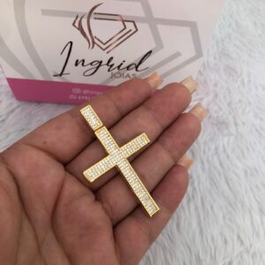 Pingente Semijoia Cruz Cravejada Média