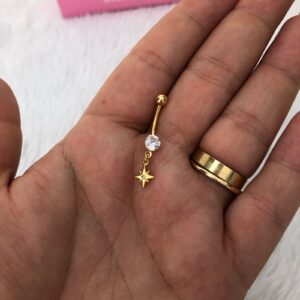 Piercing Semijoia Estrela Com Ponto De Luz