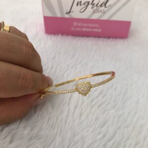 Pulseira Semijoia Coração Cravejado