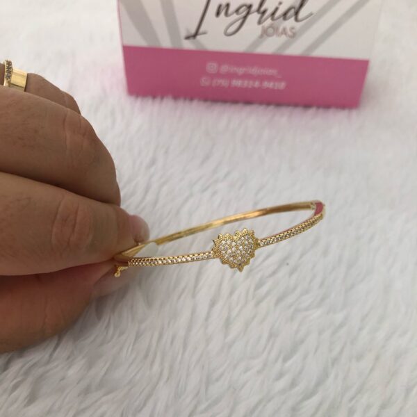 Pulseira Semijoia Coração Cravejado