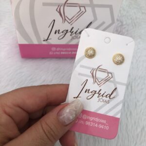 Brinco Semijoia Redondo Cravejado