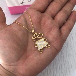 Colar Semijoia Filho Cravejado