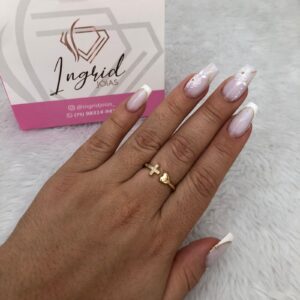 Anel Semijoia Cruz e Coração