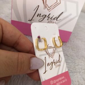 Argola Semijoia Quadrada Lisa