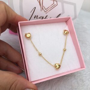 Colar Semijoia Corações e Bolinhas