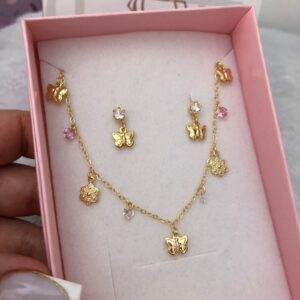 Colar Semijoia Infantil Borboletas e Florzinhas