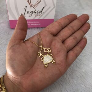 Colar Semijoia Menina Cravejada