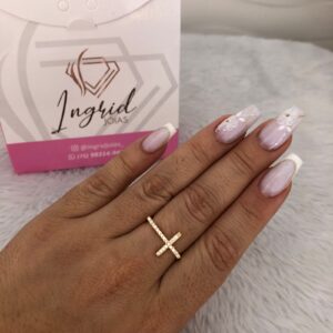 Anel Semijoia Cruz Cravejada