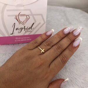 Anel Semijoia Cruz Cravejada