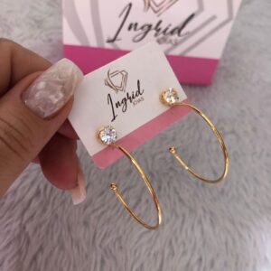 Argola Semijoia Com Ponto De Luz