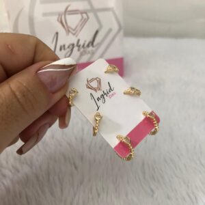 Trio De Argola Semijoia Coraçãozinho