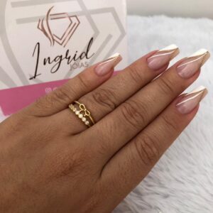 Anel Semijoia Laçinho e Bolinhas Ajustável