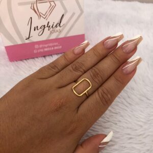 Anel Semijoia Quadrado Vazado