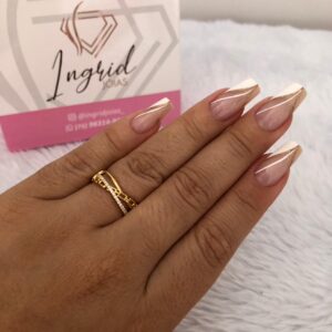 Anel Semijoia Detalhes Em Corrente