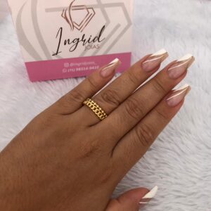 Anel Semijoia Corrente e Bolinhas Ajustável