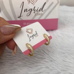 Argola Semijoia Cravejada