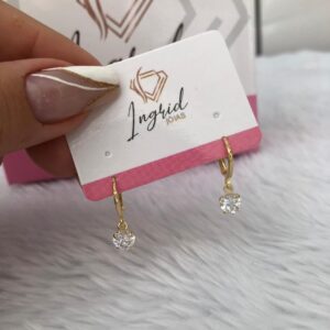 Argola Semijoia Coração Pendurado