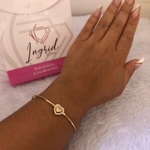 Bracelete Semijoia Coração Duplo