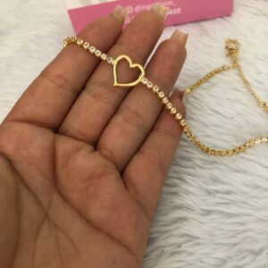 Choker Semijoia Pradrinhas E Coração