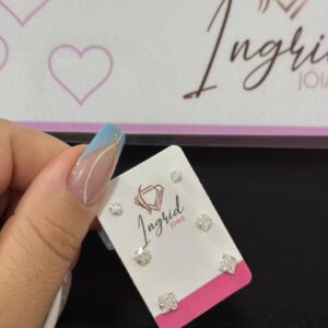 Brinco Semijoia Trio Quadrado