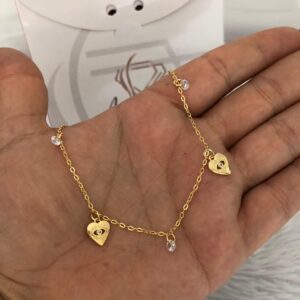 Choker Semijoia Corações E Pedrinhas