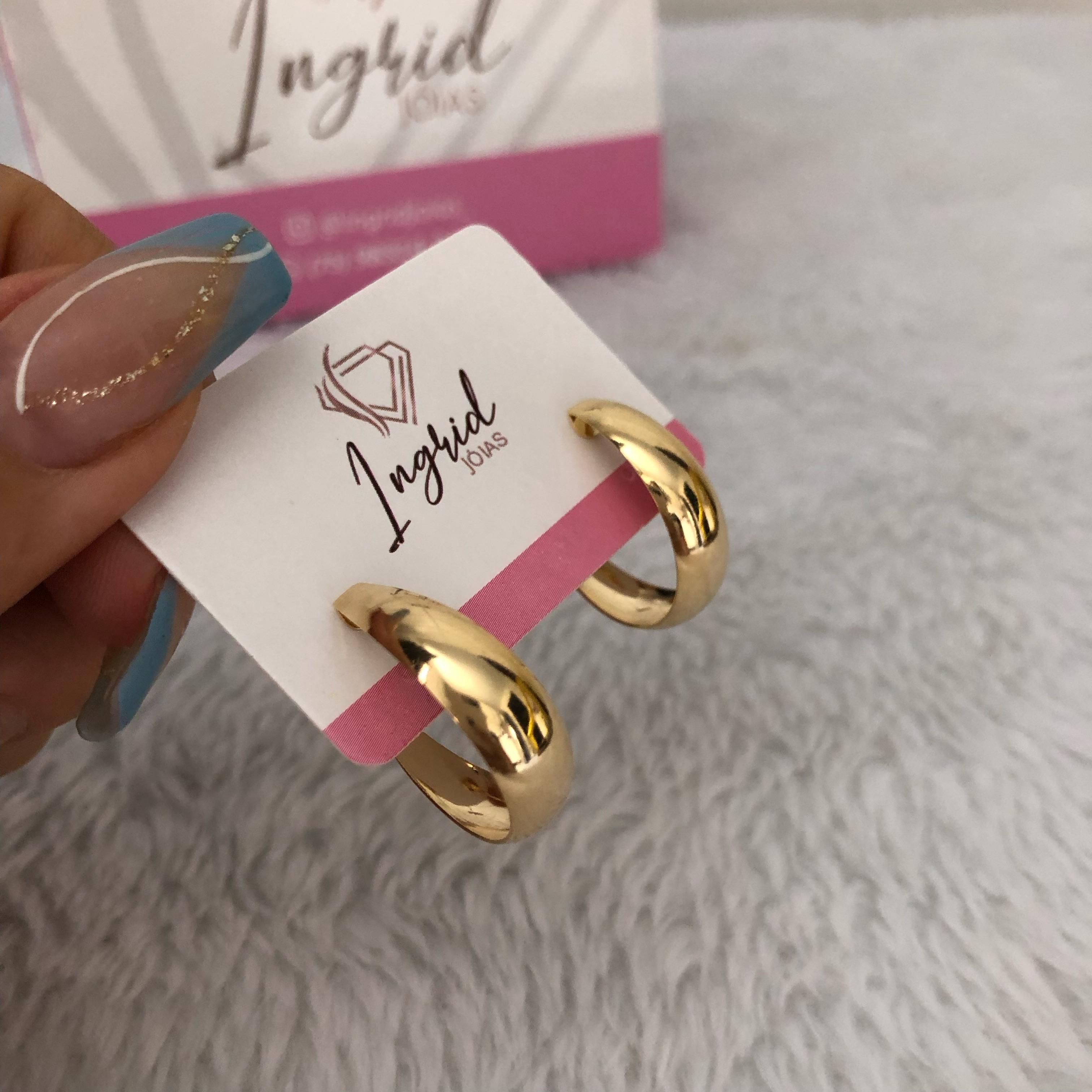 Argola Semijoia Média Lisa