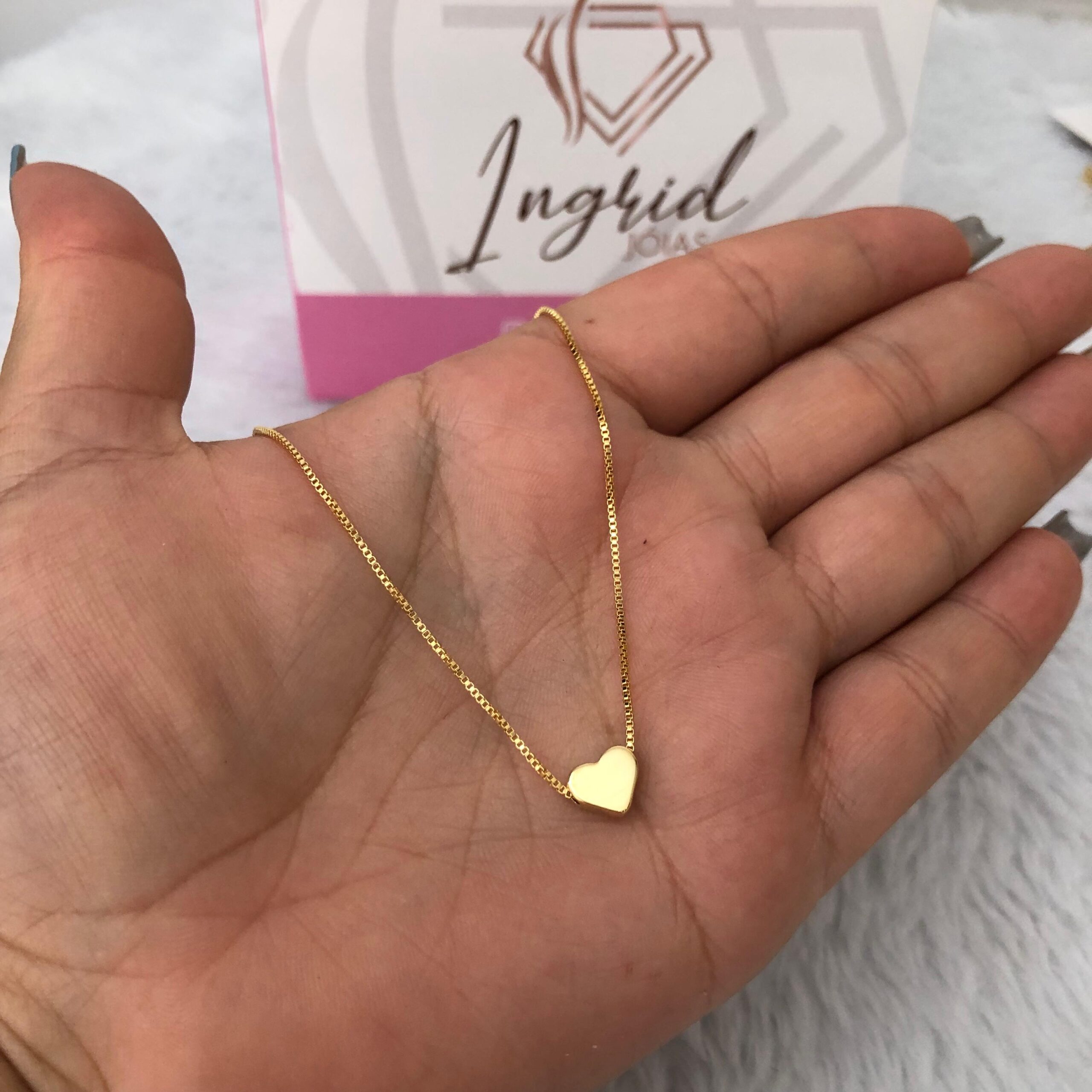 Colar Semijoia Coração Liso