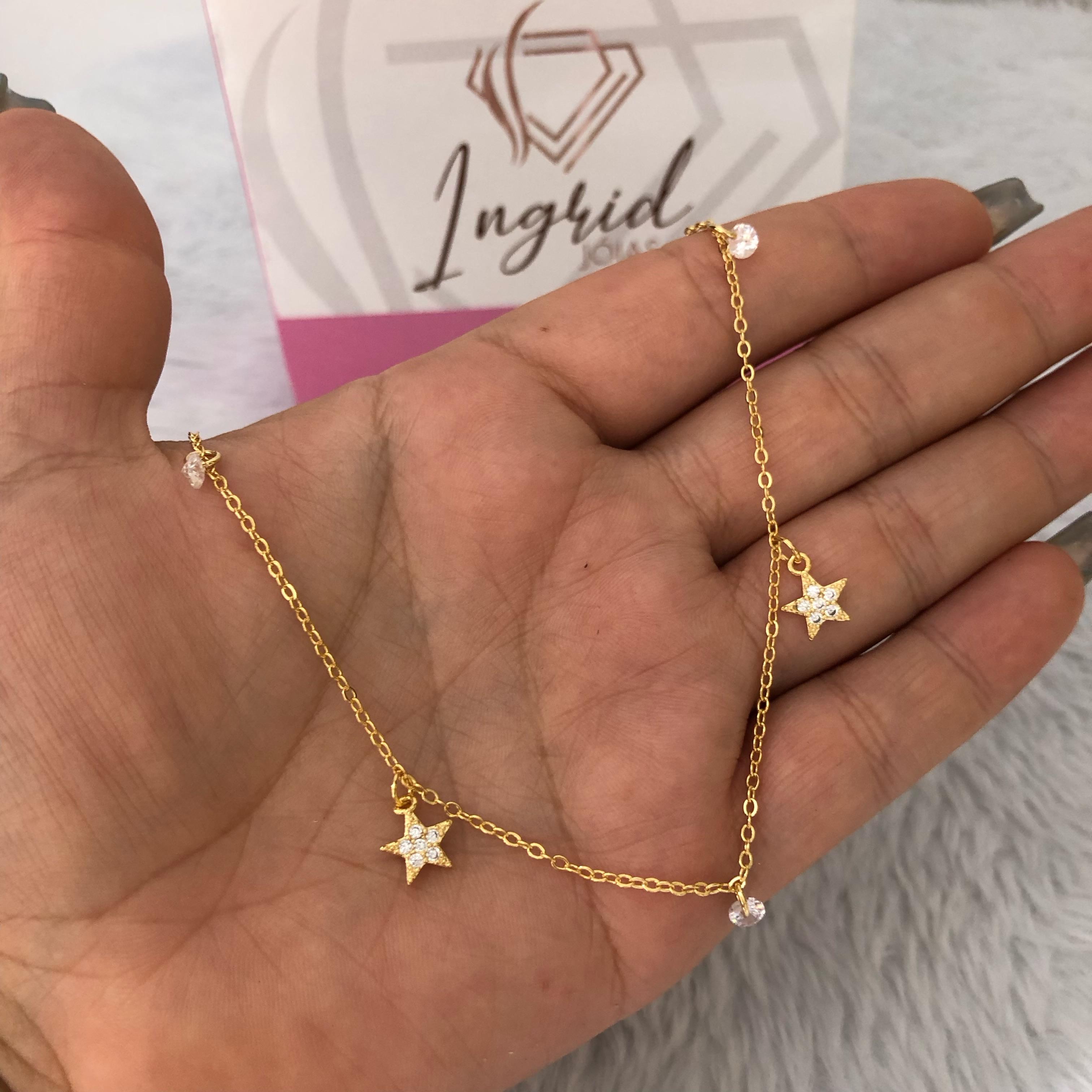 Choker Semijoia Estrelas E Pedrinhas