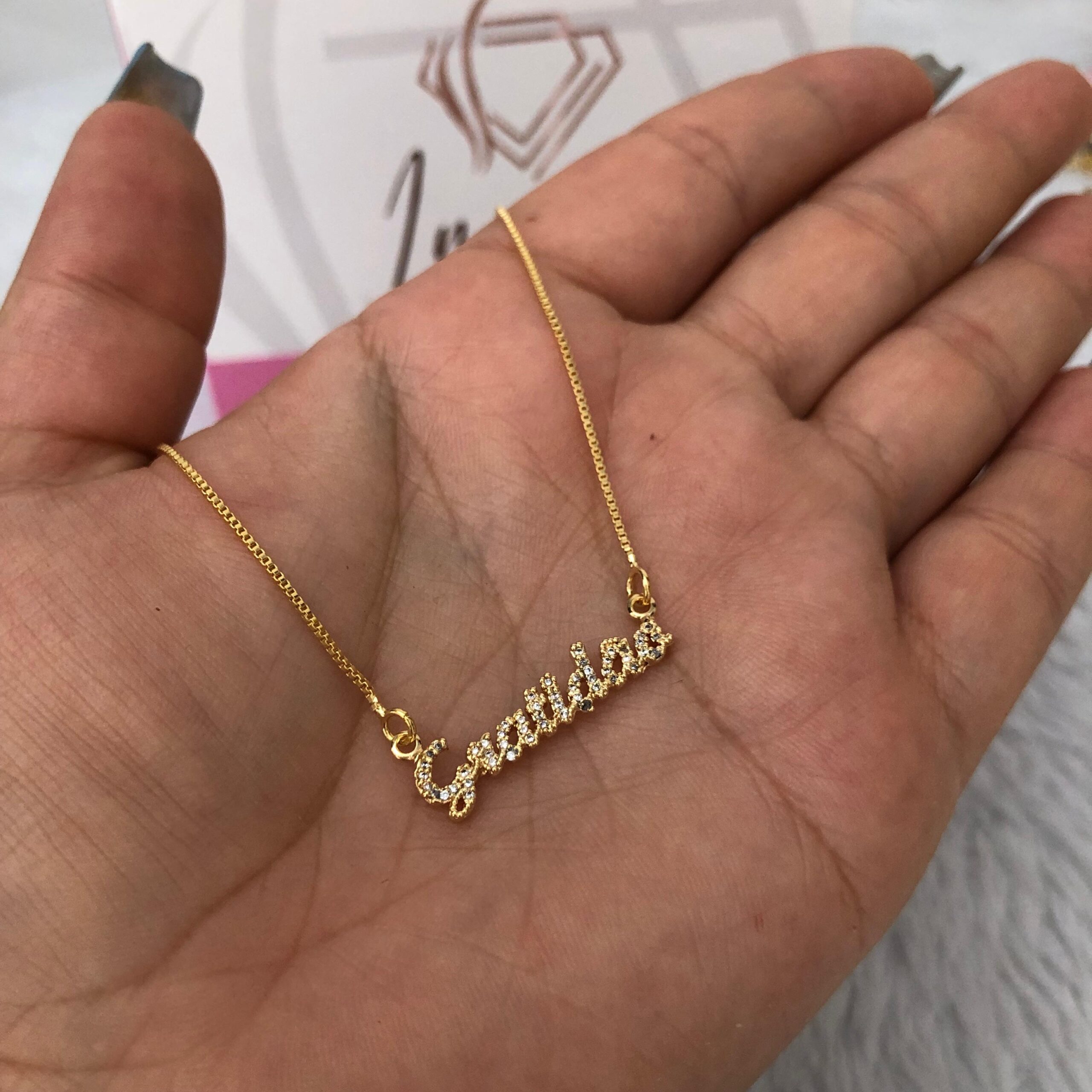 Colar Semijoia "Gratidão" Cravejado