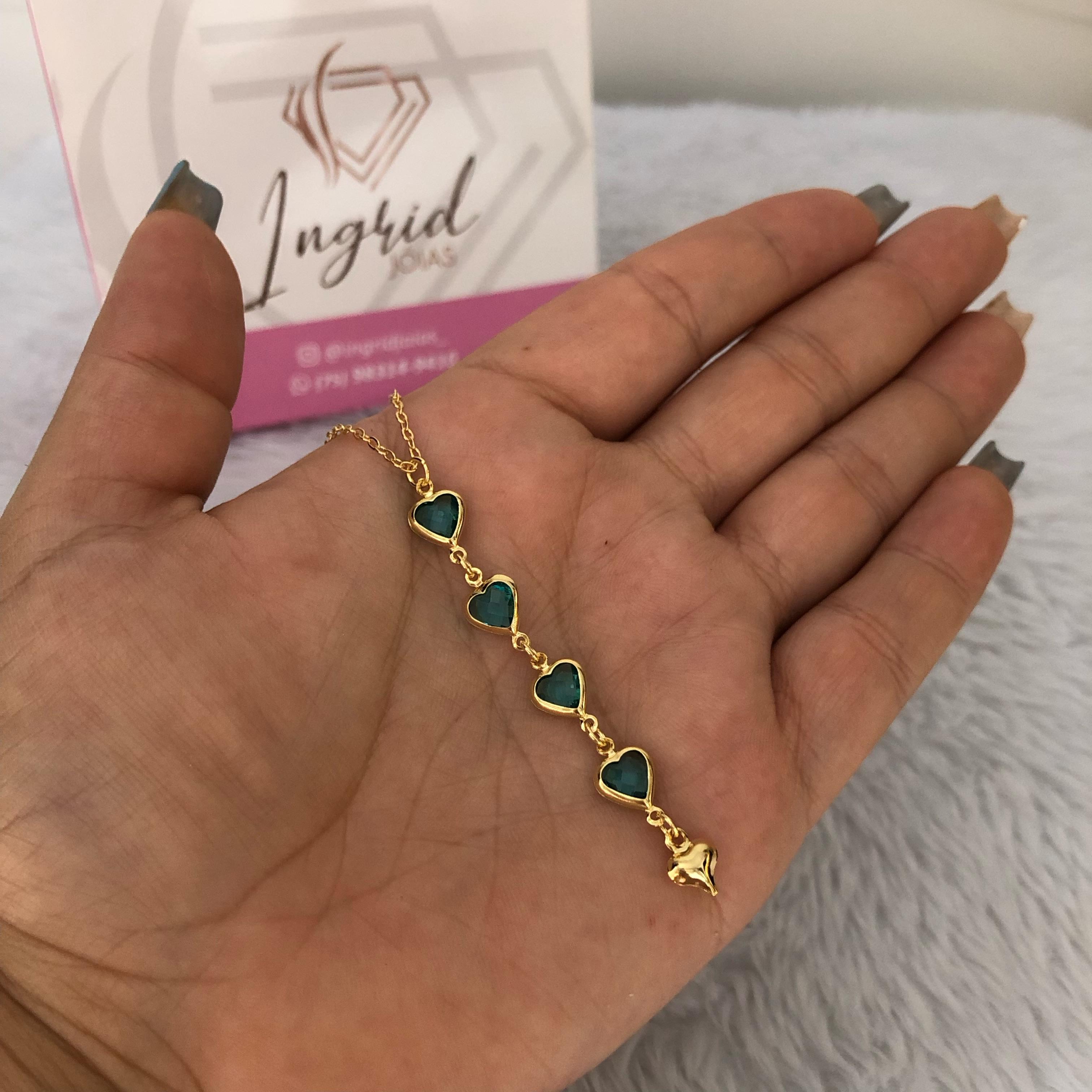 Colar Semijoia Gravatinha Azul