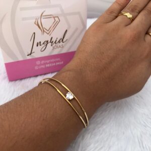 Bracelete Semijoia Duplo Com Coração