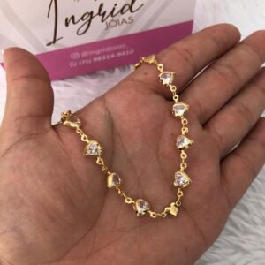 Pulseira Semijoia Corações