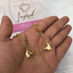 Pulseira Semijoia Corações Duplos